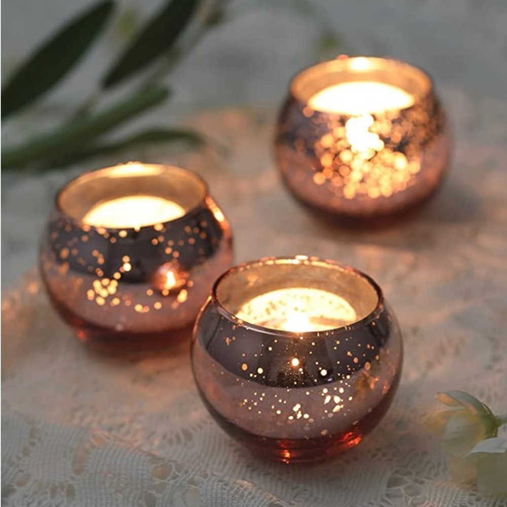 *SOLD*4pc Rose Gold Tealight Candle Holder